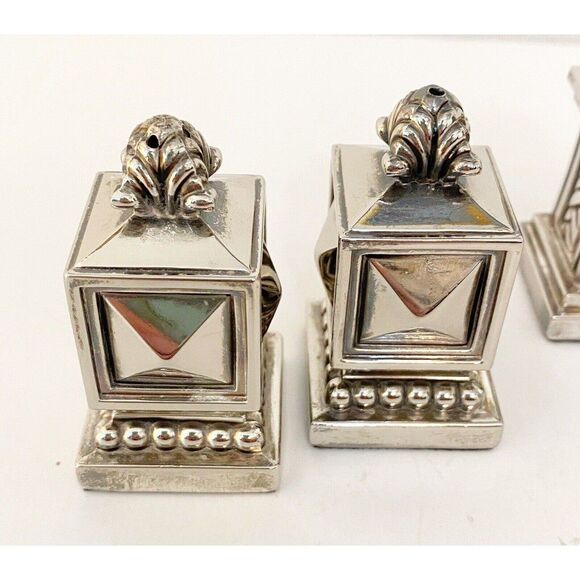Silver Plated Salt And Pepper Shakers Set Of 3 - Picture 2 of 7